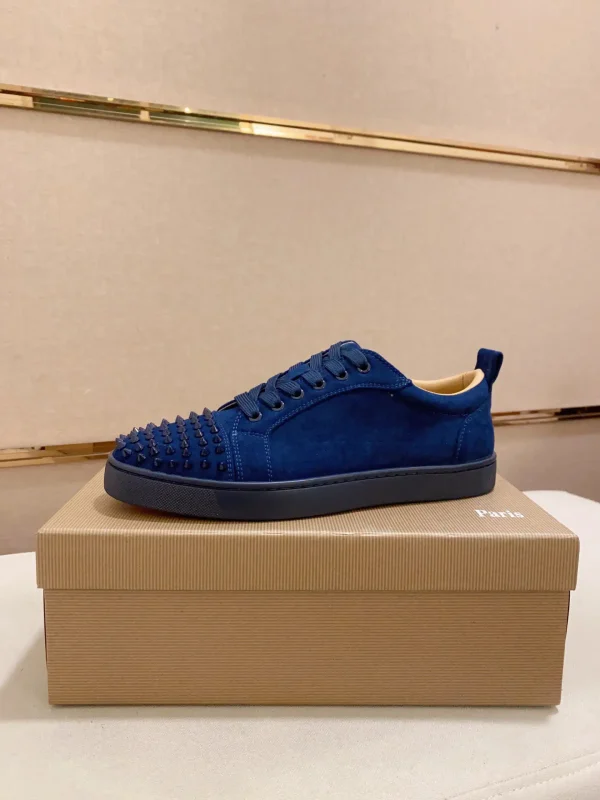 Blue Suede Spiked Toe Low-Top Sneakers image 1