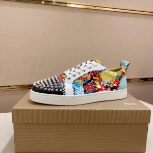Spiked Toe Graffiti Print Low-Top Sneakers image 1