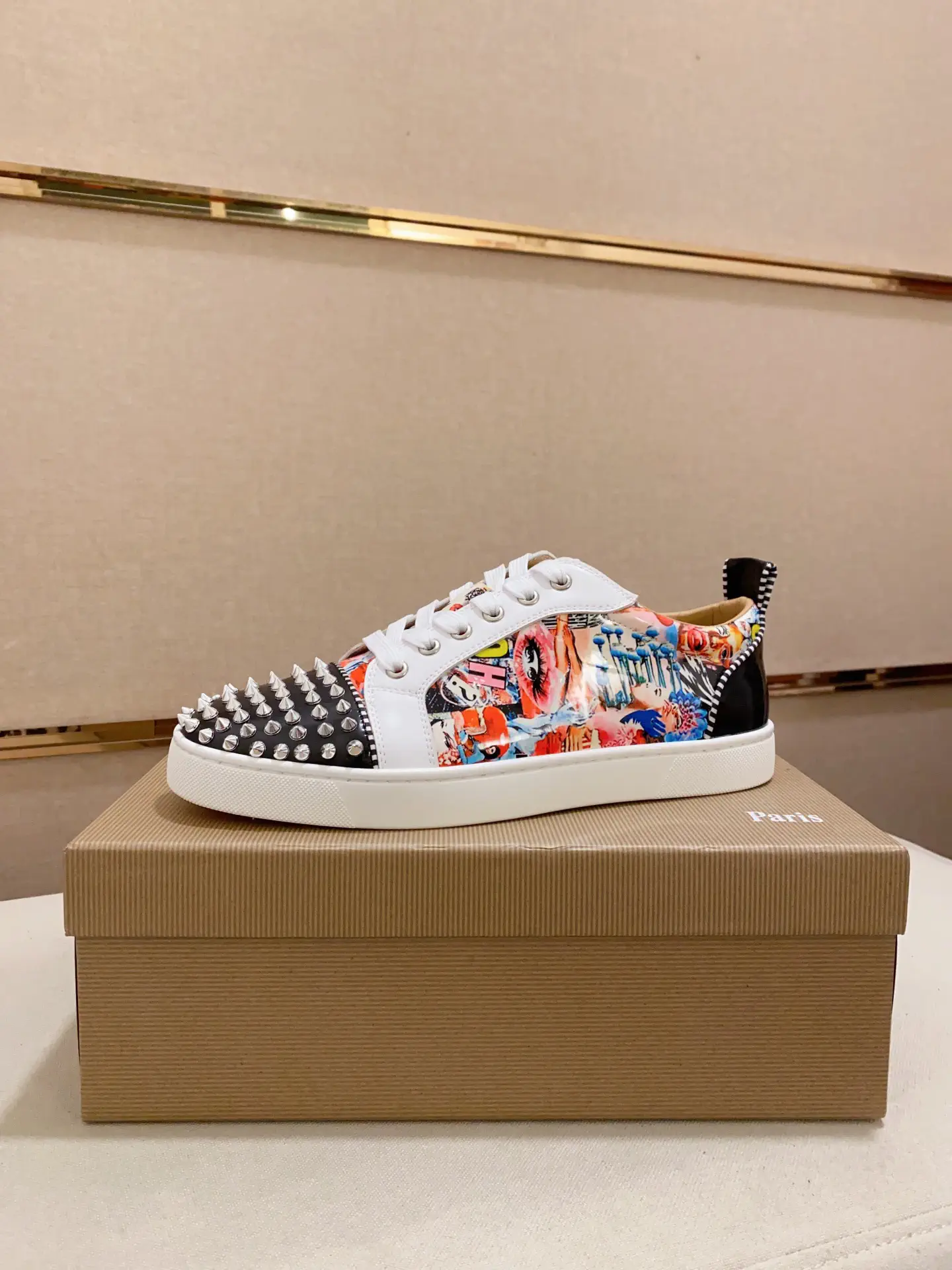 Spiked Toe Graphic Print Low-Top Sneakers image 1