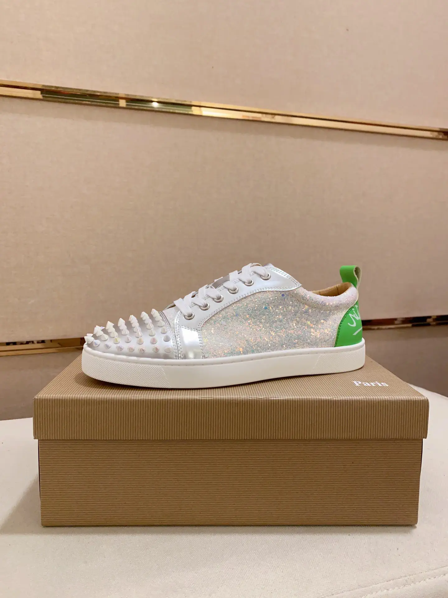 Spike Toe Glitter Low-Top Sneakers image 1