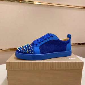Blue Glitter Spike Low-Top Sneakers image 1