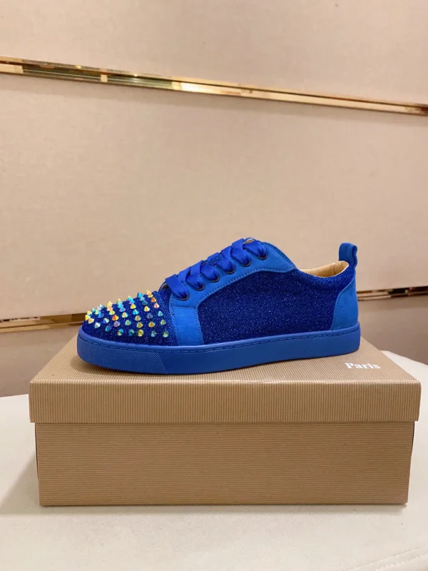 Blue Glitter Spike Low-Top Sneakers image 1