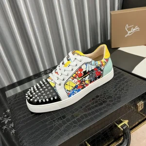 Spike Toe Colorful Print Casual Sneakers image 1