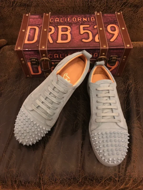 Light Blue Suede Spike Toe Low-Top Sneakers image 1