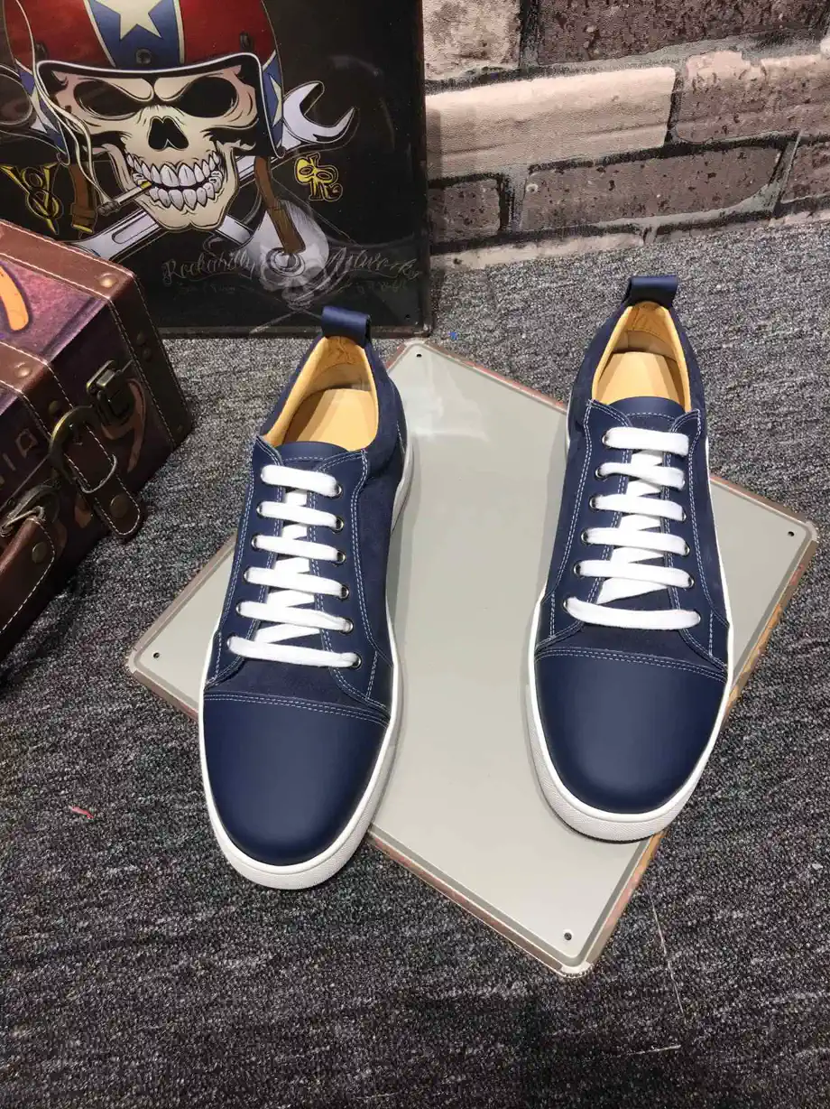 Navy Lace-Up Low-Top Sneakers image 1