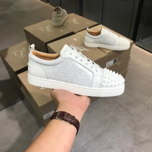 White Spiked Toe Low-Top Sneakers image 1