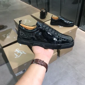 Black Patent Leather Low-Top Sneakers image 1