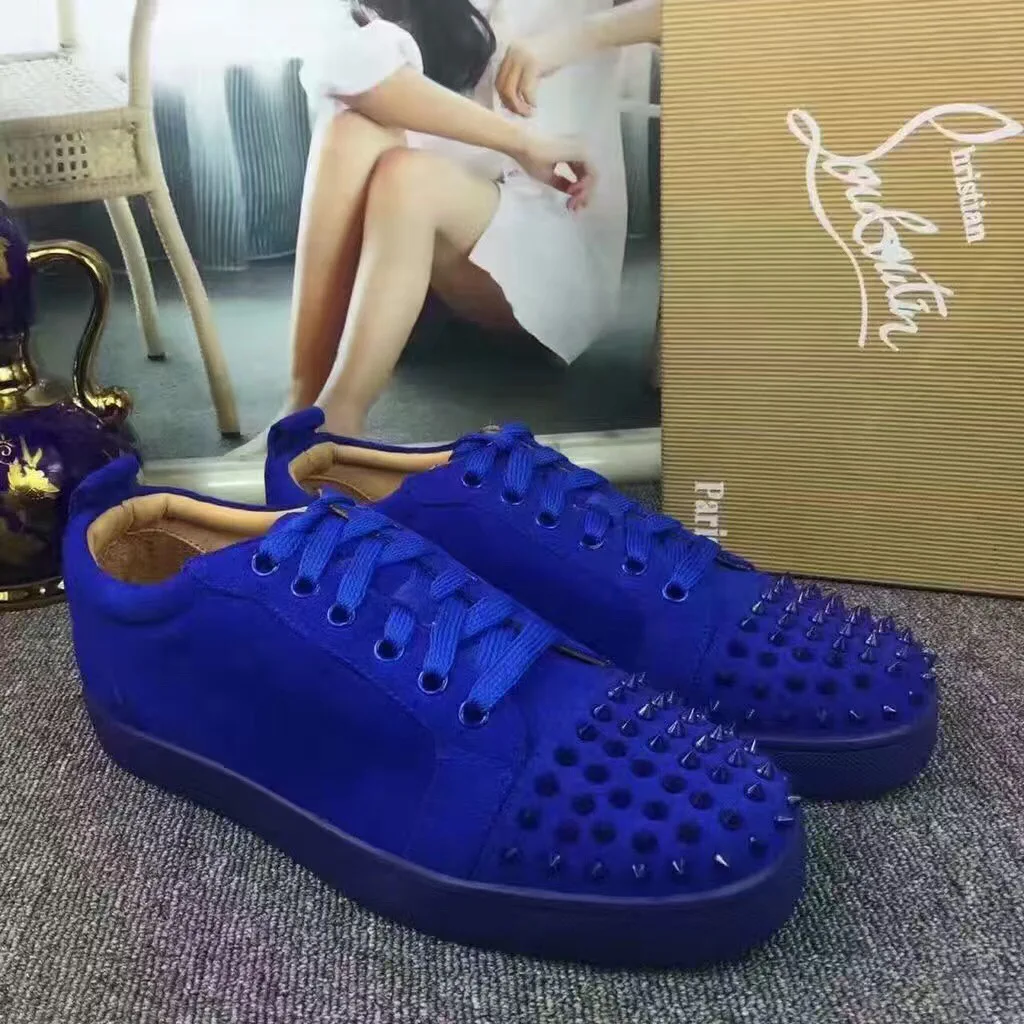 Blue Spiked Toe Low-Top Sneakers image 1