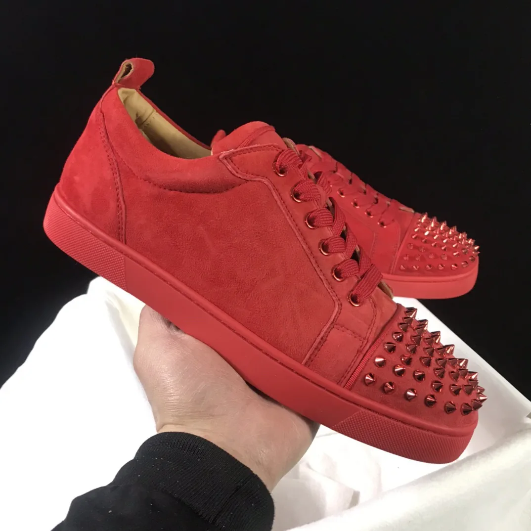 Men's Red Spiked Toe Casual Skate Shoes image 1