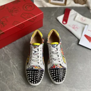 Christian Louboutin Spiked Toe Graffiti Print Casual Sneakers image 1