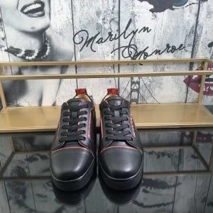 Men's Low-Top Lace-Up Sneakers with Red Accents image 1
