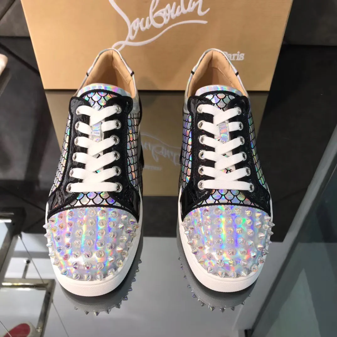 Spiked Lace-Up Low-Top Sneakers image 1