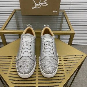 Silver Glitter Spiked Toe Casual Sneakers image 1