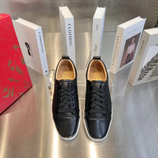 Low-Top Black Woven Cowhide Sneakers image 1