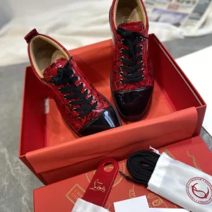 Low-Top Printed Black and Red Sneakers image 1