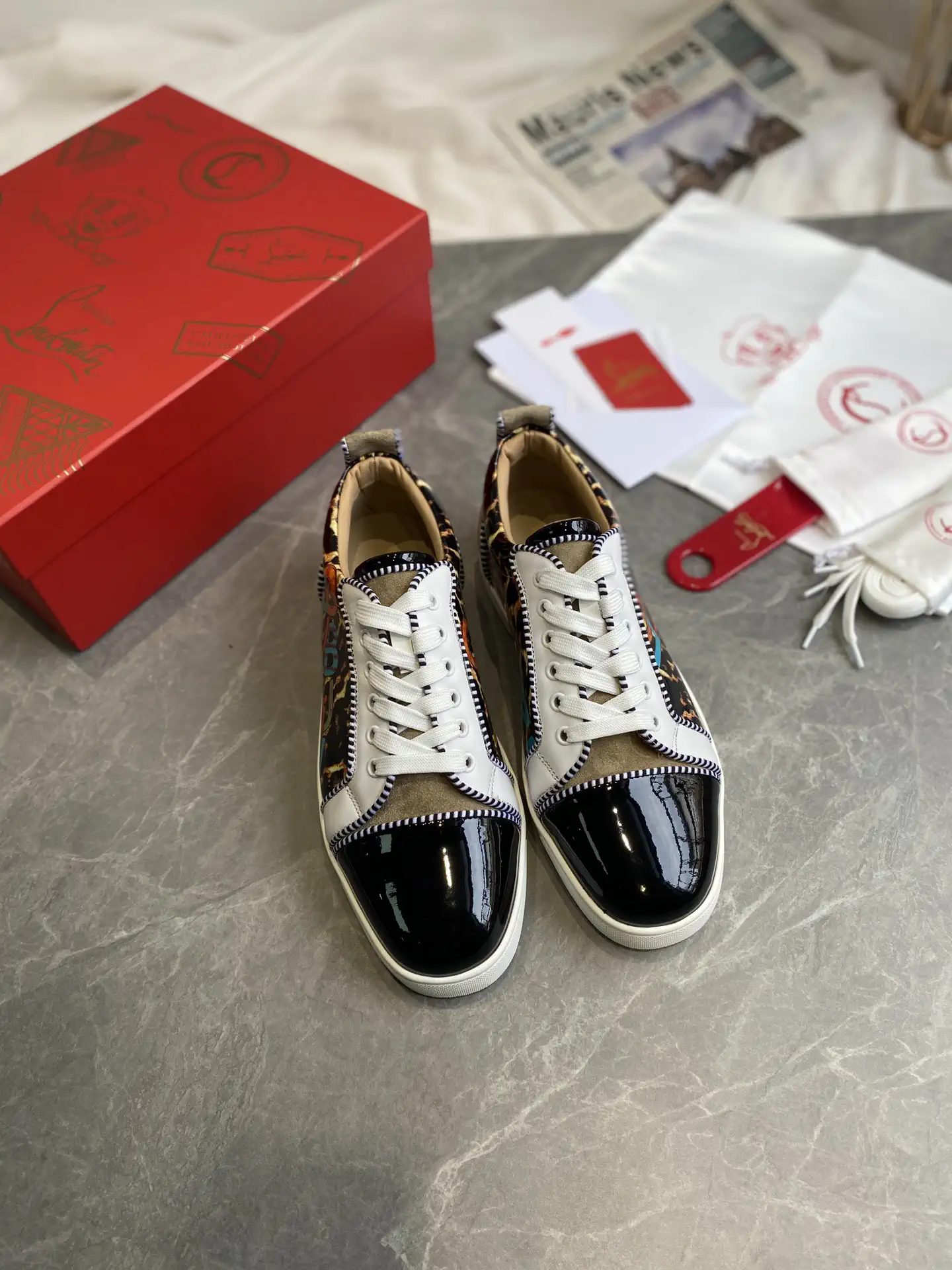 Low-Top Printed Color-Block Sneakers image 1