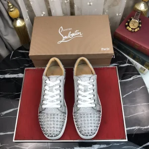 Silver Glitter Spiked Toe Casual Sneakers image 1