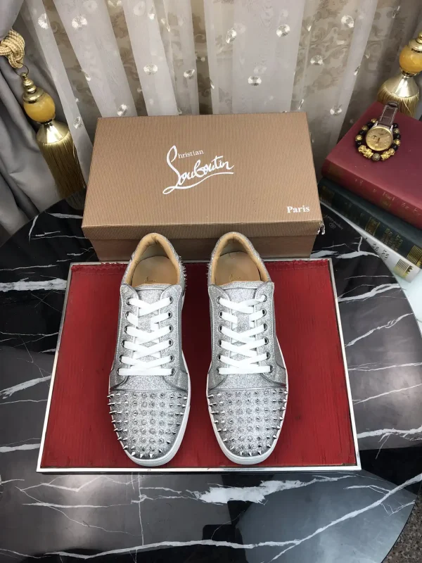 Silver Glitter Spiked Toe Casual Sneakers image 1