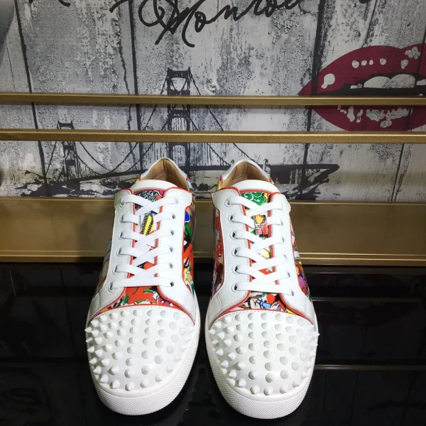 Men's Spiked Toe Casual Skate Shoes with Colorful Print Panels image 1