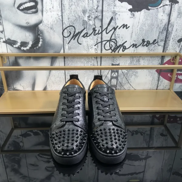 Black Spiked Toe Casual Sneakers image 1