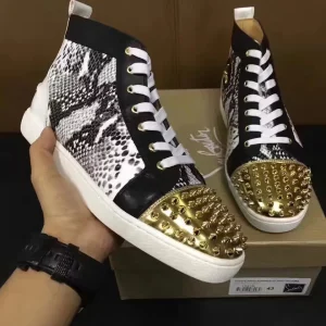 High Top Sneakers with Snake Print and Gold Spiked Toe image 1