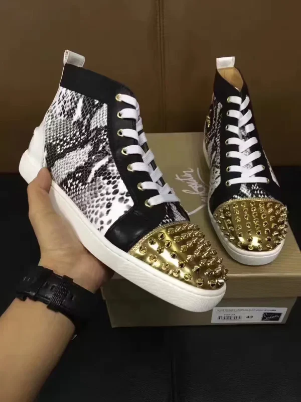 High Top Sneakers with Snake Print and Gold Spiked Toe image 1