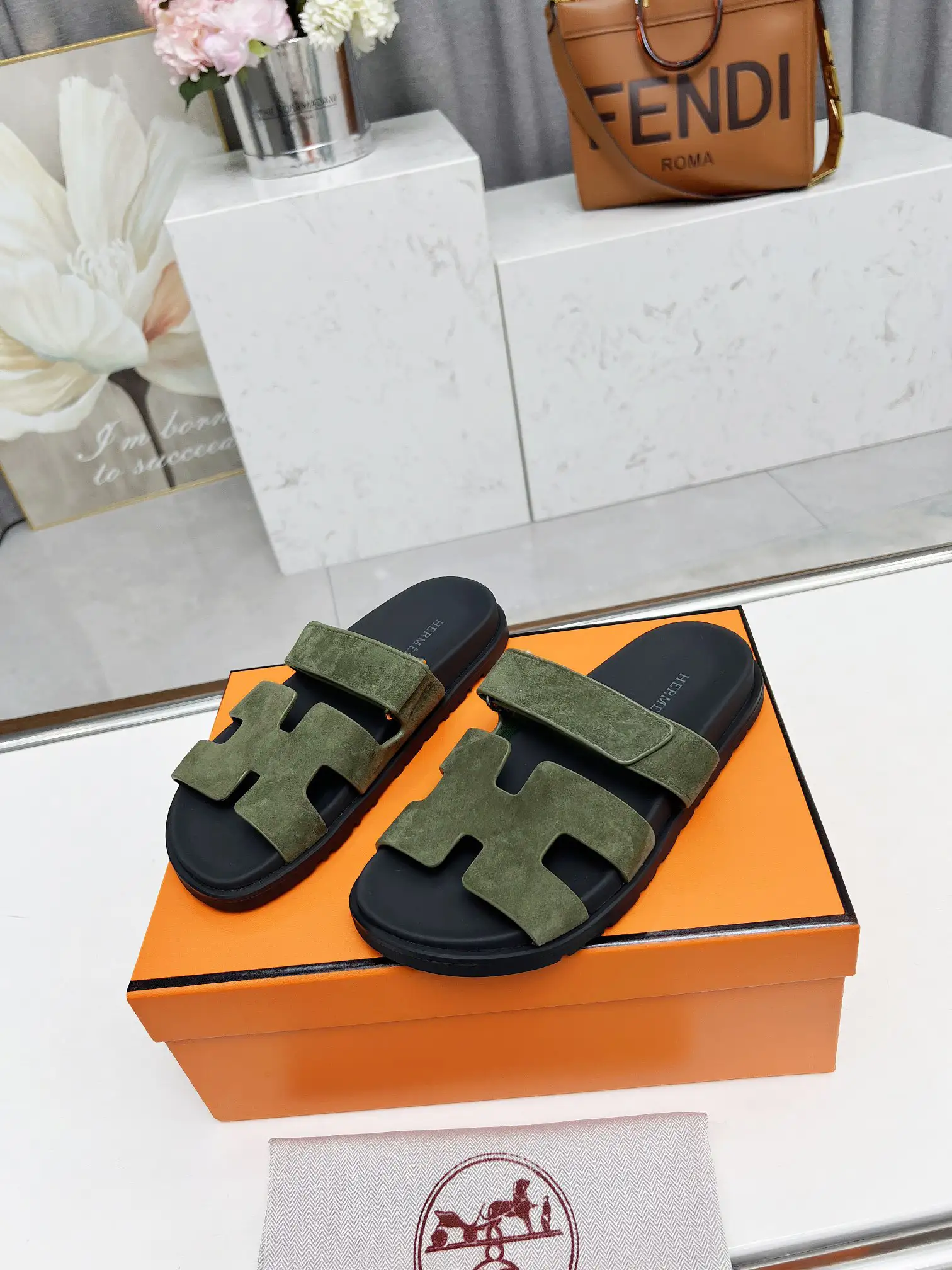 Hermes Chypre H-Strap Velcro Flat Sandals image 1