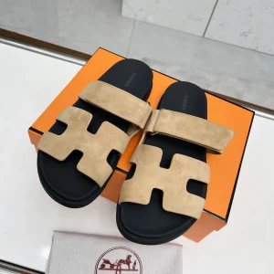 Hermes Chypre H Buckle Velcro Flat Sandals Slippers image 1