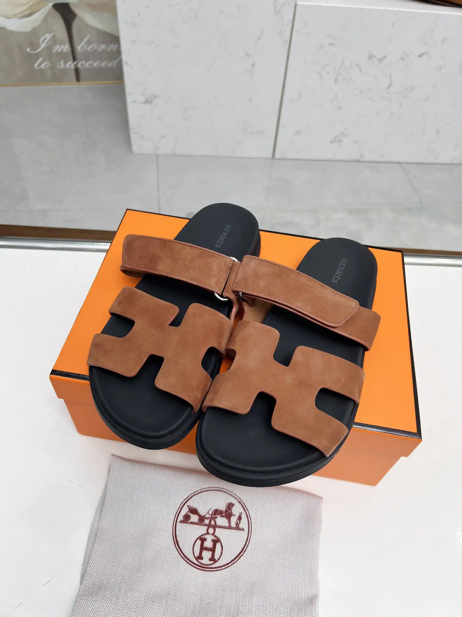Hermes Chypre H-Shaped Velcro Flat Sandals image 1