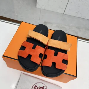 Hermes Chypre H-Shaped Velcro Flat Sandals Slippers image 1