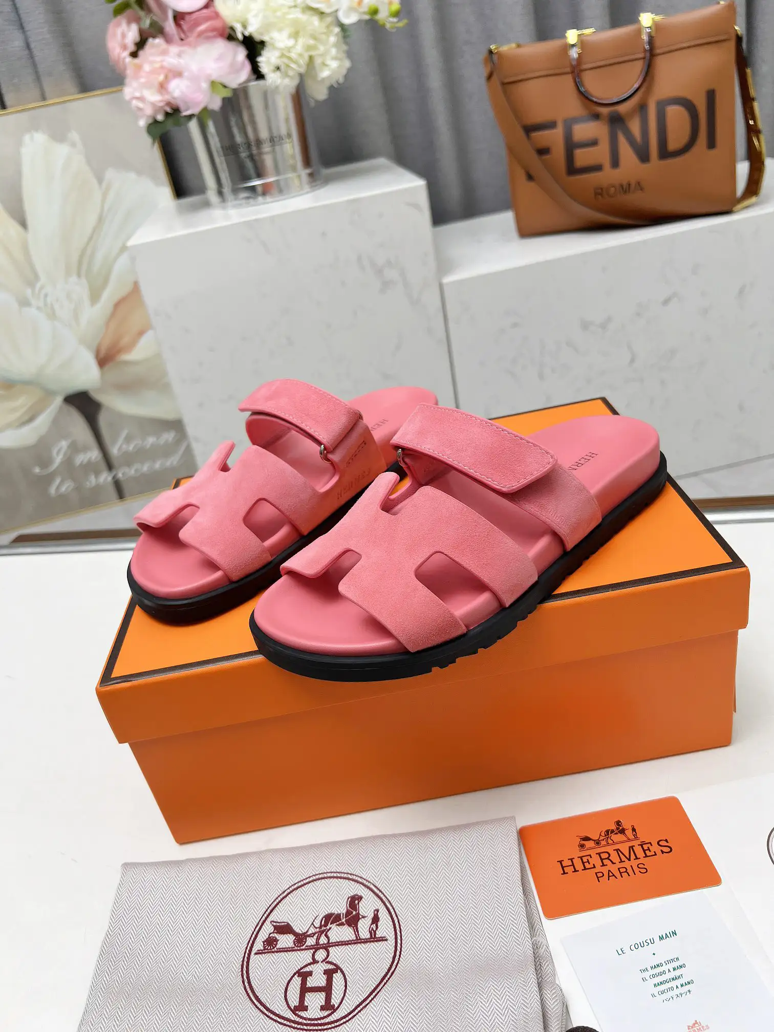 Hermes Chypre H Buckle Velcro Flat Sandals image 1