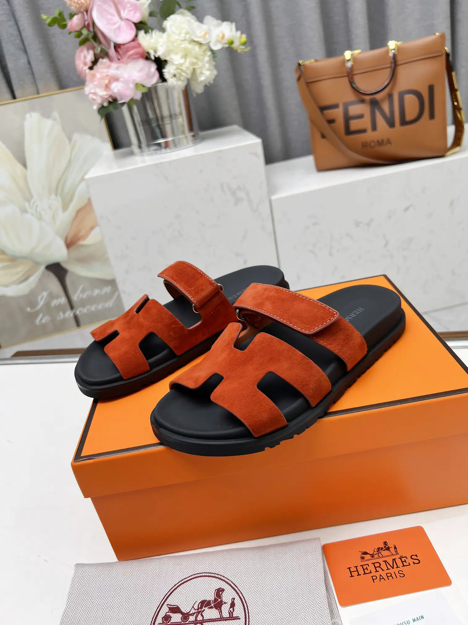 Hermes Chypre H Buckle Velcro Flat Sandals image 1