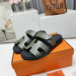 Hermes Chypre H Buckle Velcro Flat Sandals Slippers image 1