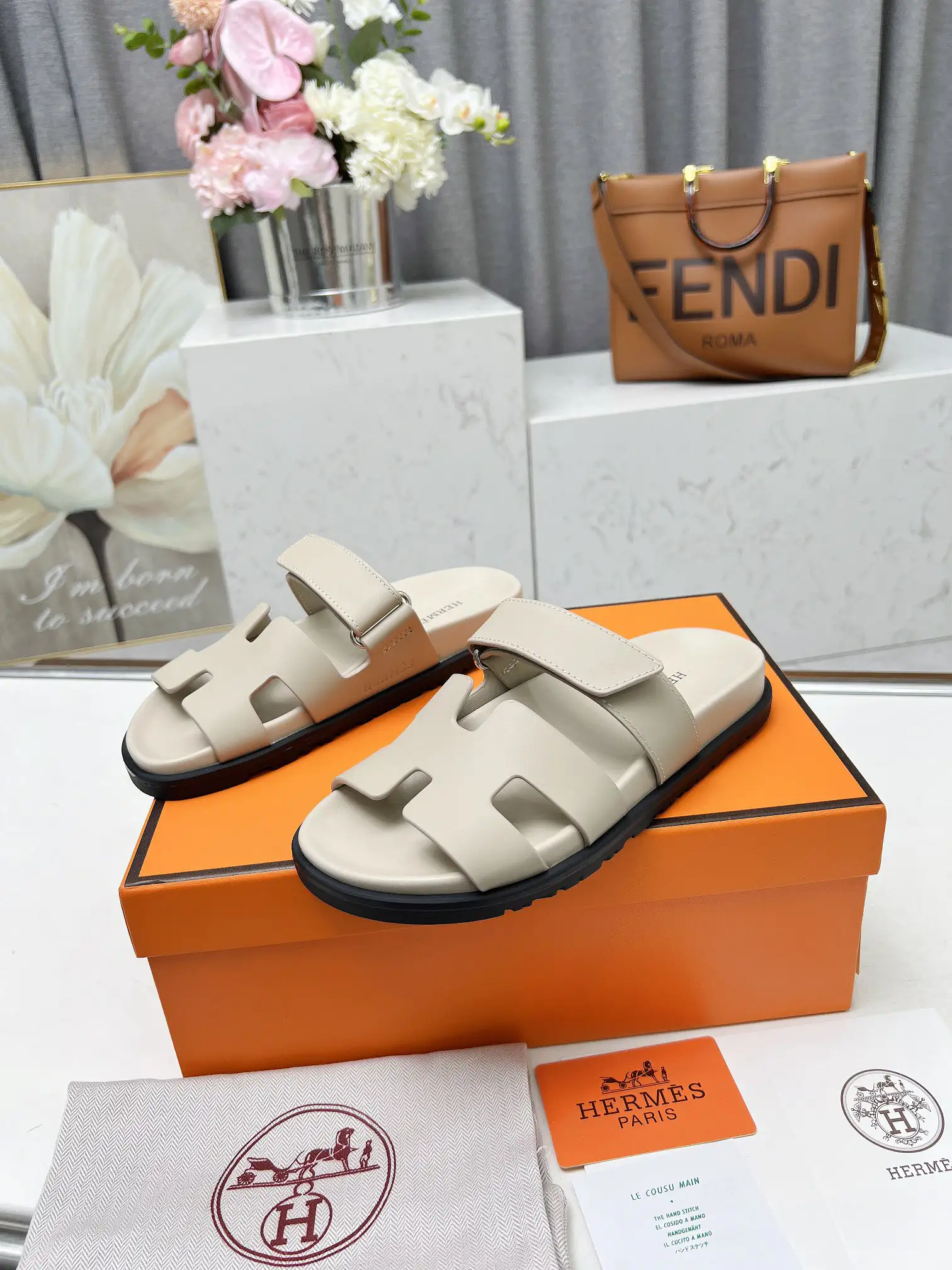 Hermes Chypre H Buckle Velcro Flat Sandals image 1