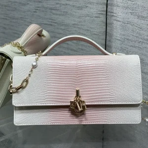 Dior Lizard-Embossed Clutch with Pearl Chain image 1