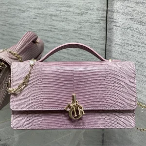 Dior Lizard Embossed Top Handle Bag with Pearl Chain image 1