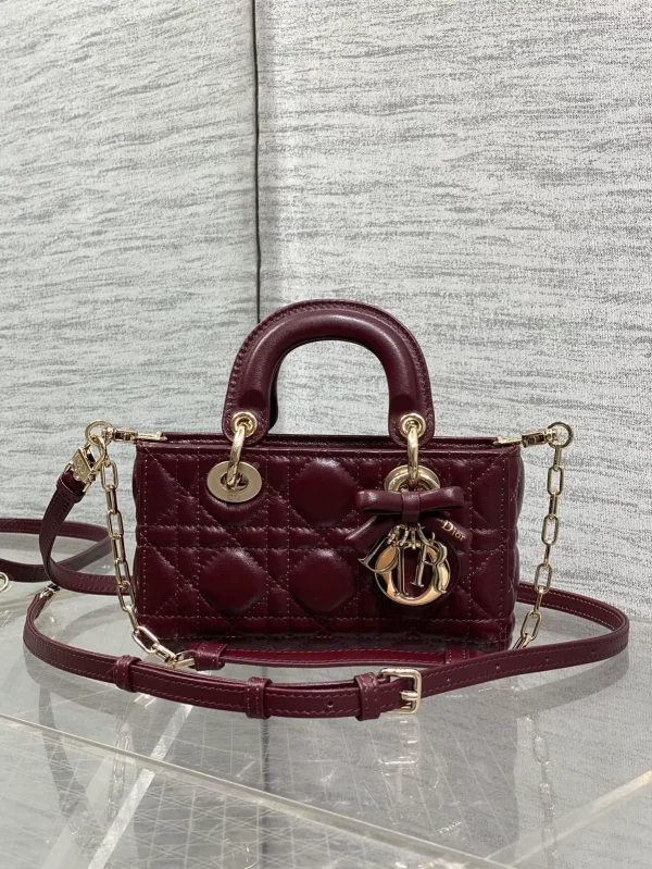 Dior Burgundy Quilted D-Joy Top Handle Bag image 1