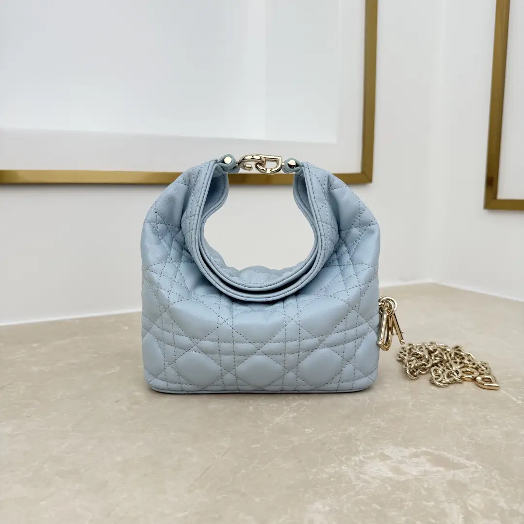 Dior Light Blue Quilted Mini Hobo Bag image 1