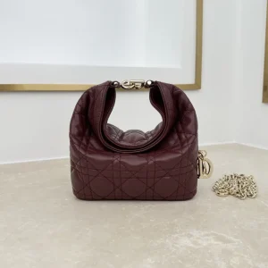 Dior Burgundy Quilted Mini Hobo Bag image 1