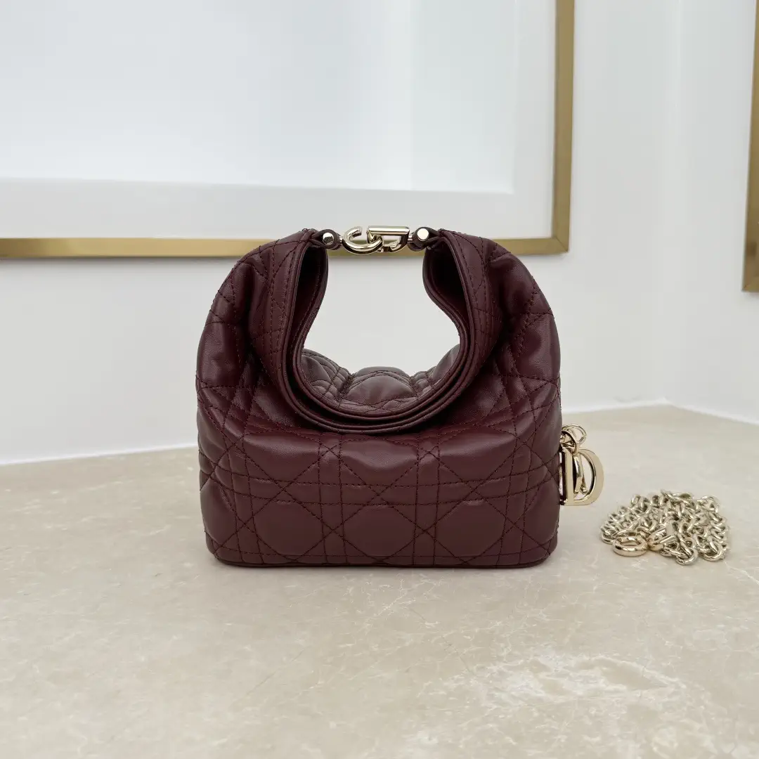 Dior Burgundy Quilted Mini Hobo Bag image 1