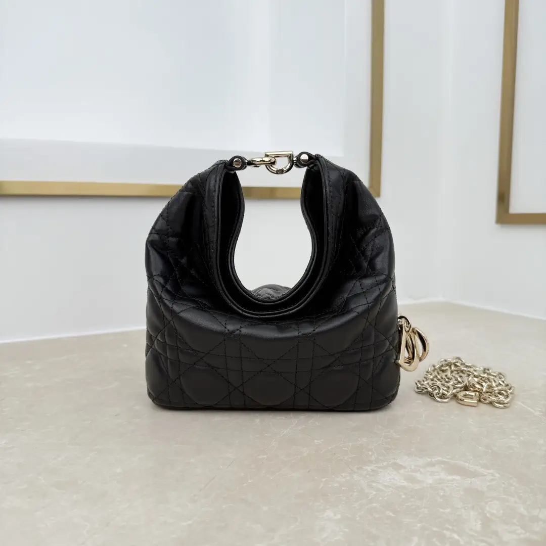 Dior Black Quilted Mini Hobo Bag image 1