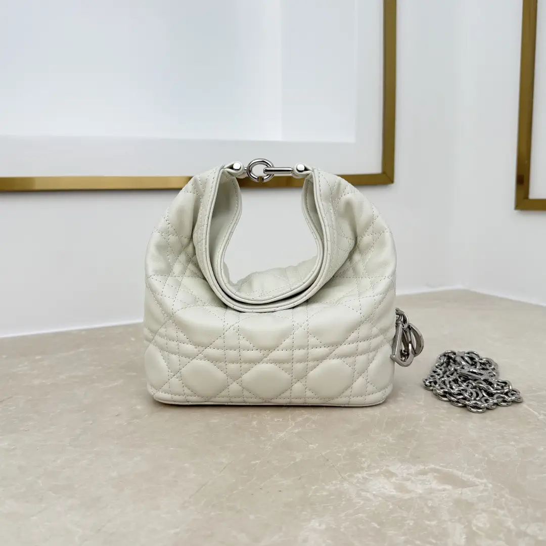 Dior White Quilted Mini Hobo Bag image 1
