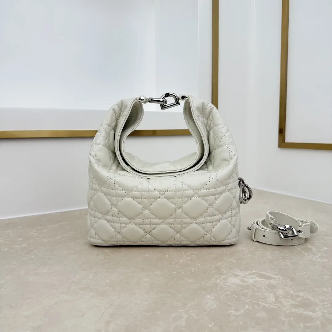 Dior White Quilted Hobo Bag image 1