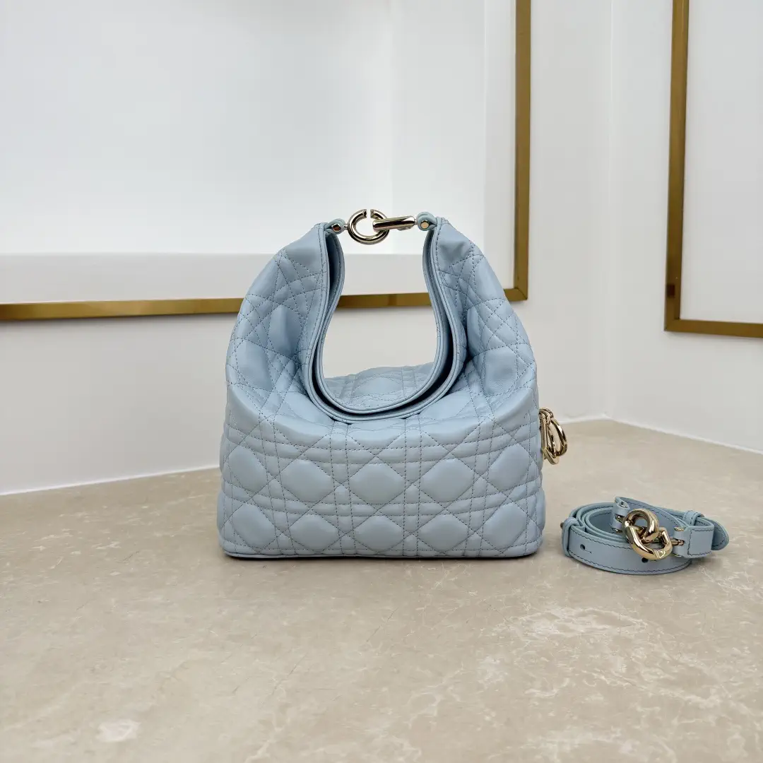 Dior Light Blue Quilted Toujours Hobo Bag image 1