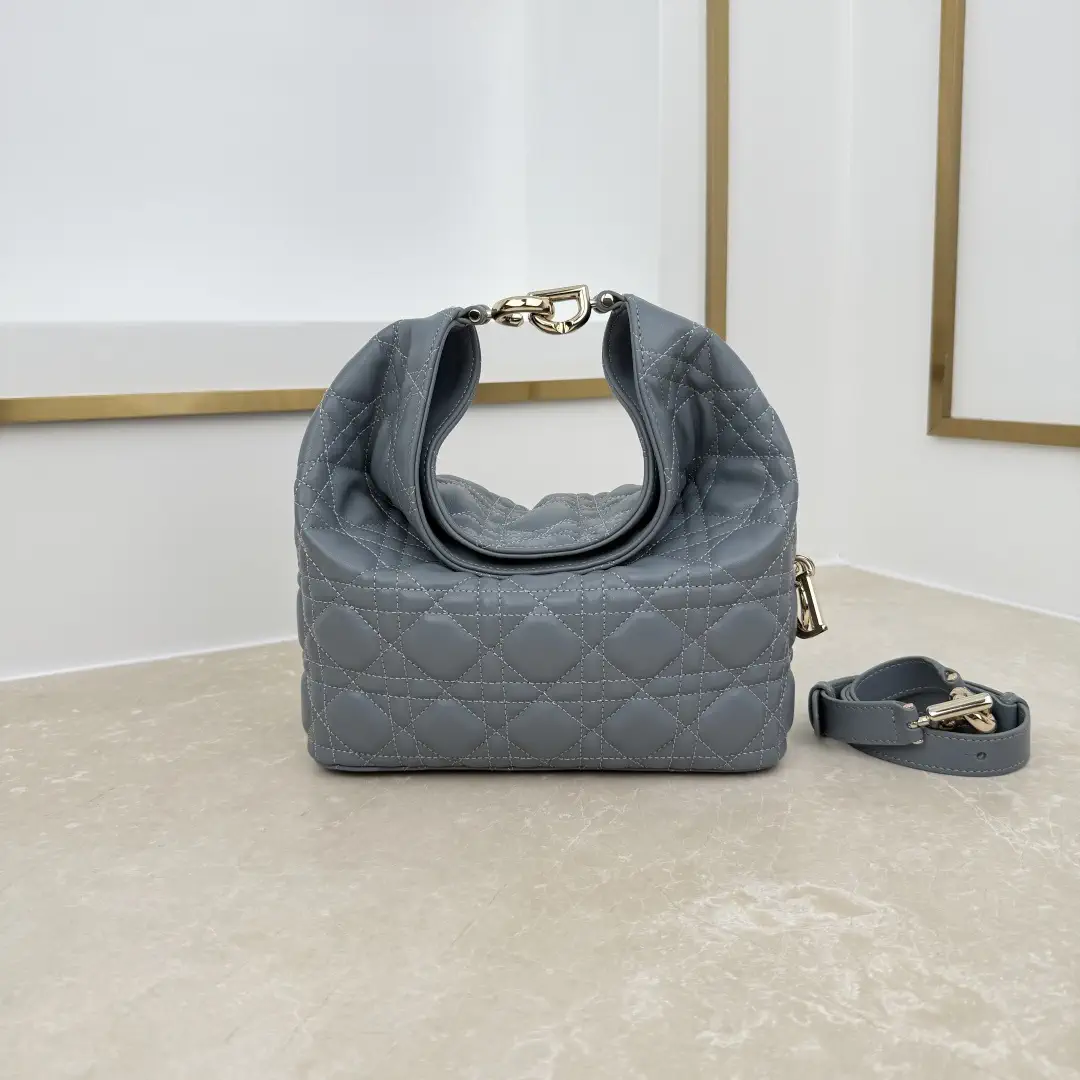 Dior Dusty Blue Quilted Toujours Hobo Bag image 1