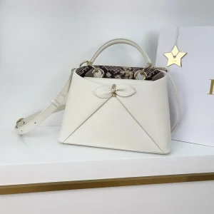 Dior White Top Handle Bag with Bow Detail image 1
