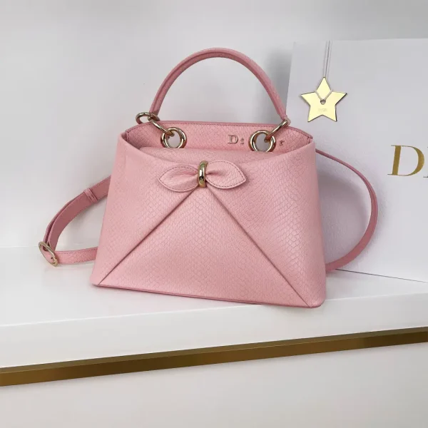 Dior Pink Snake Embossed Top Handle Bag image 1