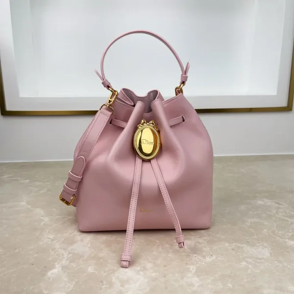 Dior Light Pink Leather Bucket Bag image 1