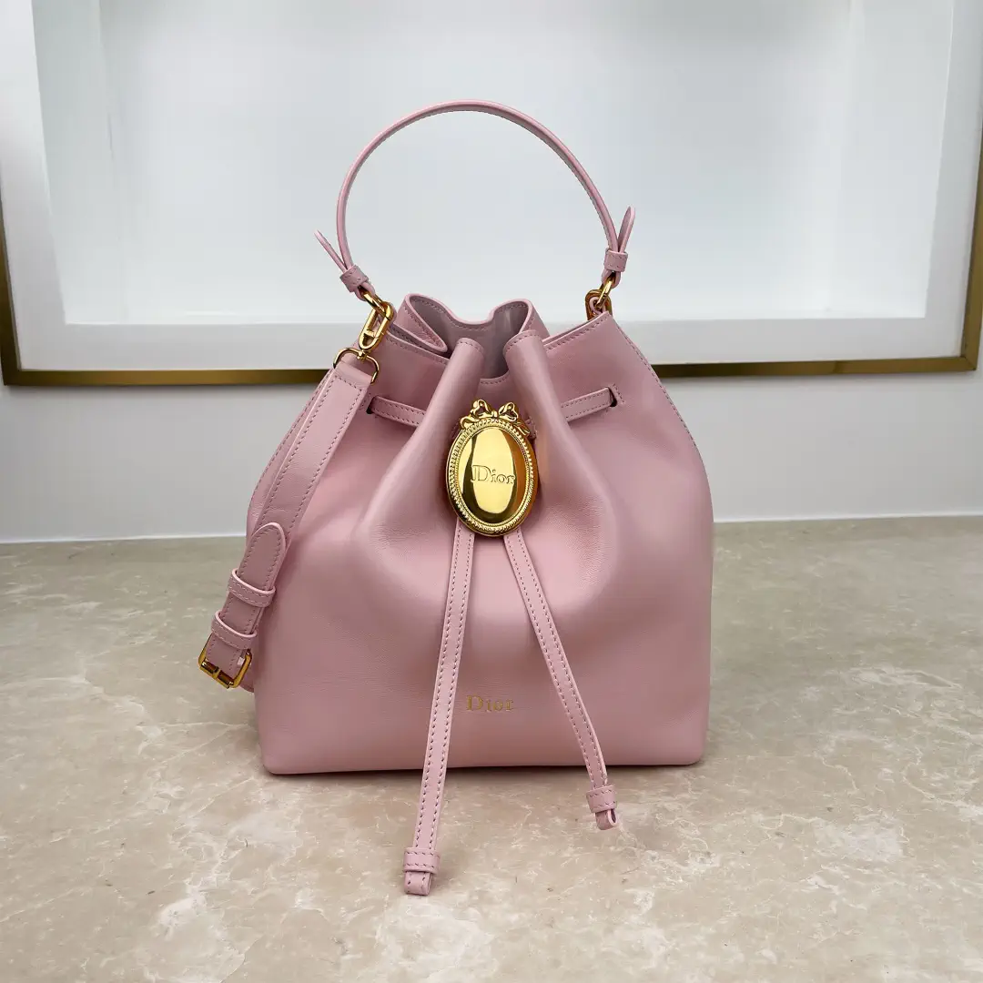 Dior Light Pink Leather Bucket Bag image 1