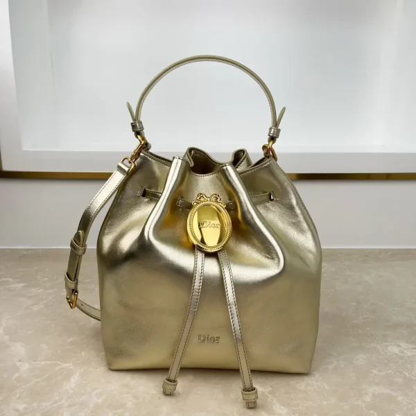 Dior Metallic Gold Leather Bucket Bag image 1